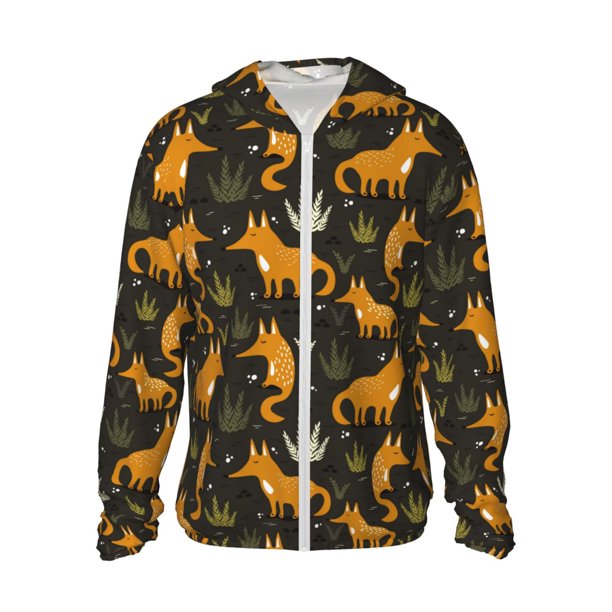 Balery Funny Fox by the Field Sudadera ligera de manga larga con capucha y protección solar UPF 50+ para hombre y mujer, ideal para pesca y running-X-Large