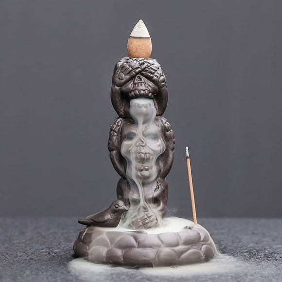 Incense Burner Holder,Waterfalls Incense Burners - Creatives Skull Incense Holders Halloween Decorative Skull Incense Burners Waterfalls Backflow Incense Holders Burners