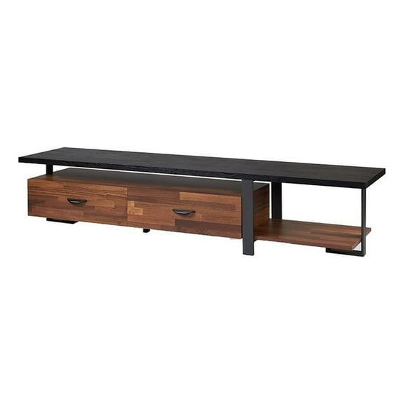 Bowery Hill Modern Wood TV Stand for TVs up to 67" in Walnut/Black