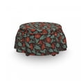 thumbnail image 3 of Floral Ottoman Cover, Victorian Bindweed Flowers, 2 Piece Slipcover Set with Ruffle Skirt for Square Round Cube Footstool Decorative Home Accent, Standard Size, Vermilion Multicolor, by Ambesonne, 3 of 5