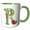 Green/White, variant on 3drose, Cute Christmas Decorated Green Bubble Monogram Initial R, 15oz Two-tone Red Mug
