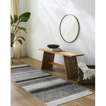 Hauteloom Middlestown Hallway, Kitchen Machine Washable Runner Rug - Black, Beige, Gray - 2'7" x 7'3"