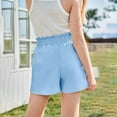 thumbnail image 4 of Jinhomg Girls Cute Summer Shorts Baggy Ruffle High Waisted Shorts Adjustable Tie Knot Summer Dress Shorts with Pockets 2025 Casual Short Pants Blue 13 Years, 4 of 10