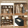 thumbnail image 5 of 5-in-1 Hall Tree Shoe Storage Bench, Entryway Clothes Rack with 7 Hooks, Overhead Storage, Rustic Brown, 5 of 8