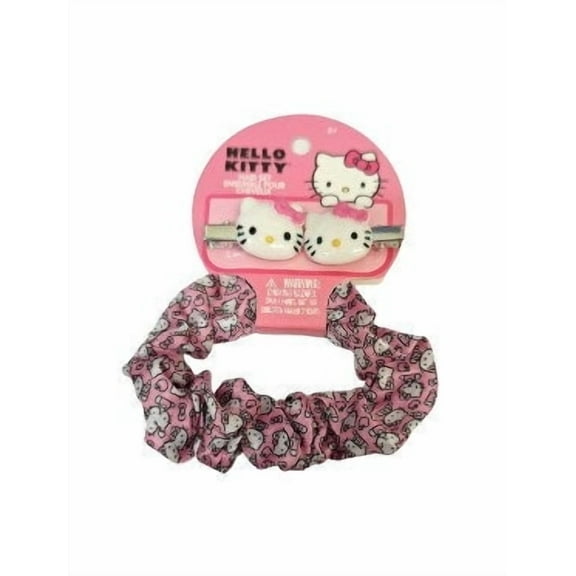 Hello Kitty Hair Scrunchy with 2 Clips on Header