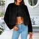 thumbnail image 2 of Chaqueta recortada para mujer Color sólido Estilo casual Traje de vacaciones de gran tamaño en forma de H, 2 of 8