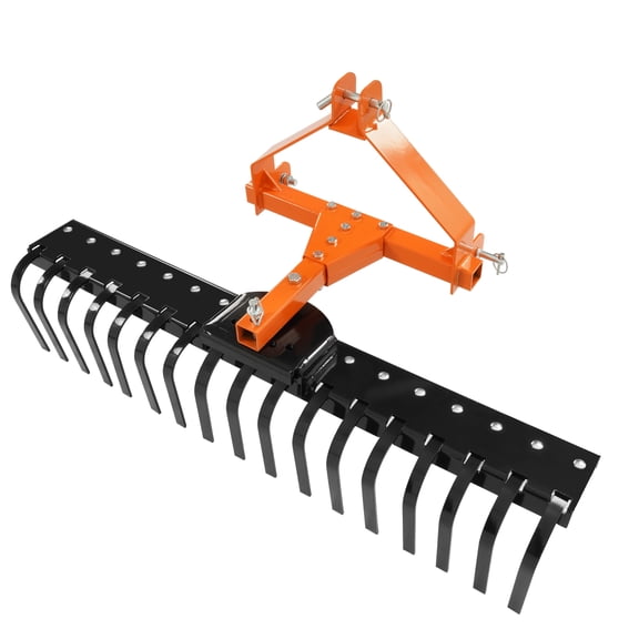 3-Point Landscape Rock Rake 50" For Cat 0 Tractor Attachment Soil Gravel Lawn