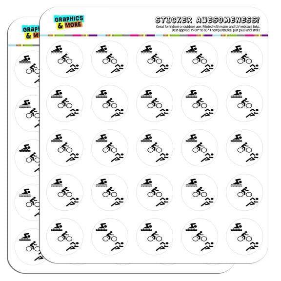 Triathlete Swim Bike Run Triathlon 1" Scrapbooking Crafting Stickers