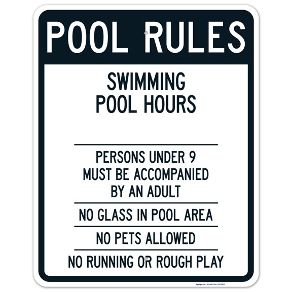 Pool Rules Sign, Pool Sign, (SI-6788) 24x30 Aluminum