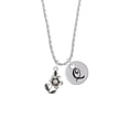 thumbnail image 2 of Delight Jewelry Silvertone Flower with AB Crystal Silvertone Script Initial Disc - Q - Charm Necklace, 20"+3", 2 of 4