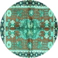 thumbnail image 1 of Ahgly Company Indoor Round Persian Turquoise Blue Traditional Area Rugs, 6' Round, 1 of 4
