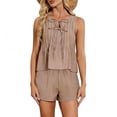 thumbnail image 4 of Summer 2 Piece Sets,Womens Two Piece Sets Pleated Vacation Outfits Beach Linen Set Summer Matching Set, 4 of 6