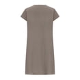 thumbnail image 2 of QLEICOM Women's Elegant Loose Solid Color Dresses Crewneck Loose Puff Sleeve Dress Half Sleeve Cotton And Linen Flowy Maxi Dress Beach Daily Party Dress Vintage Dress Beach Sundress Brown XXL, 2 of 5
