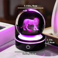thumbnail image 3 of Lámpara YWHL Bola de Cristal 3D León Base LED 8cm, 3 of 6