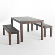 GDF Studio Ebany Outdoor Acacia Wood Rectangular 3 Piece Picnic Set, Dark Brown