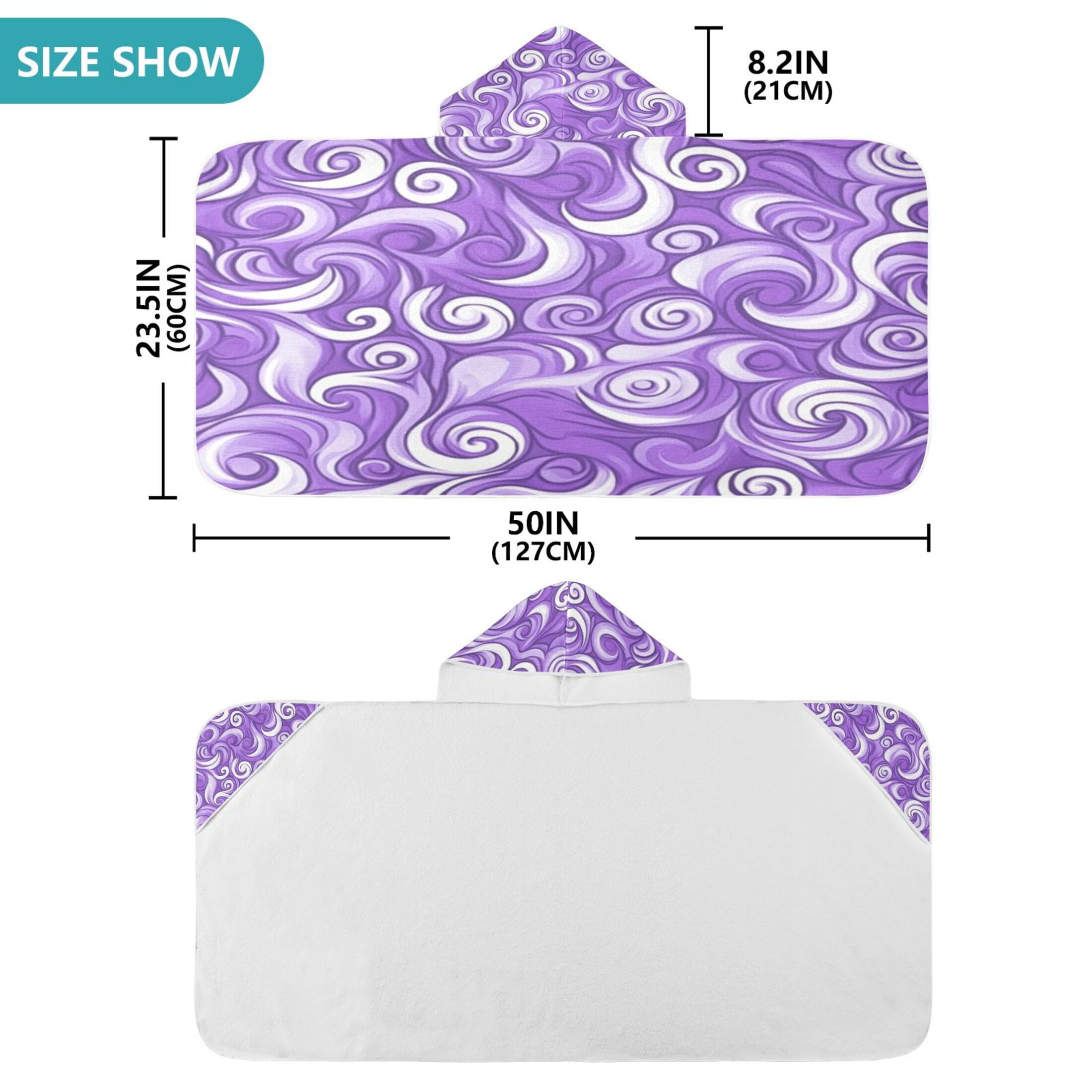 Swirling Purple Waves 50x23.5" Baby Hooded Bath Towel Poncho, Quick-Dry and Triangle Pocket, Kids' Essential