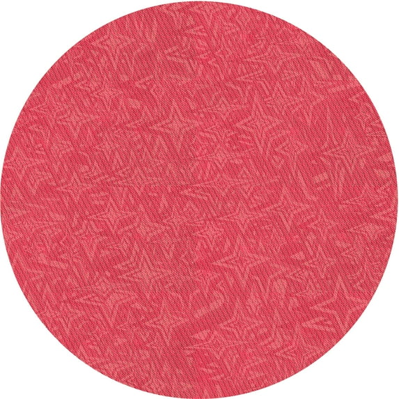 Ahgly Company Machine Washable Indoor Round Transitional Red Area Rugs, 6' Round