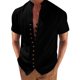 thumbnail image 1 of Camisa holgada de manga corta con botones para hombre, ideal para vacaciones en la playa - Poliéster - Liso - Citas/Día a día - Tallas M-XXXL, 1 of 4