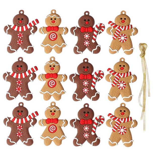 Creativo colgante de árbol de Navidad de hombre de pan de jengibre reutilizable lindo regalo divertido para niños (B) Tmvgtek Para estrenar