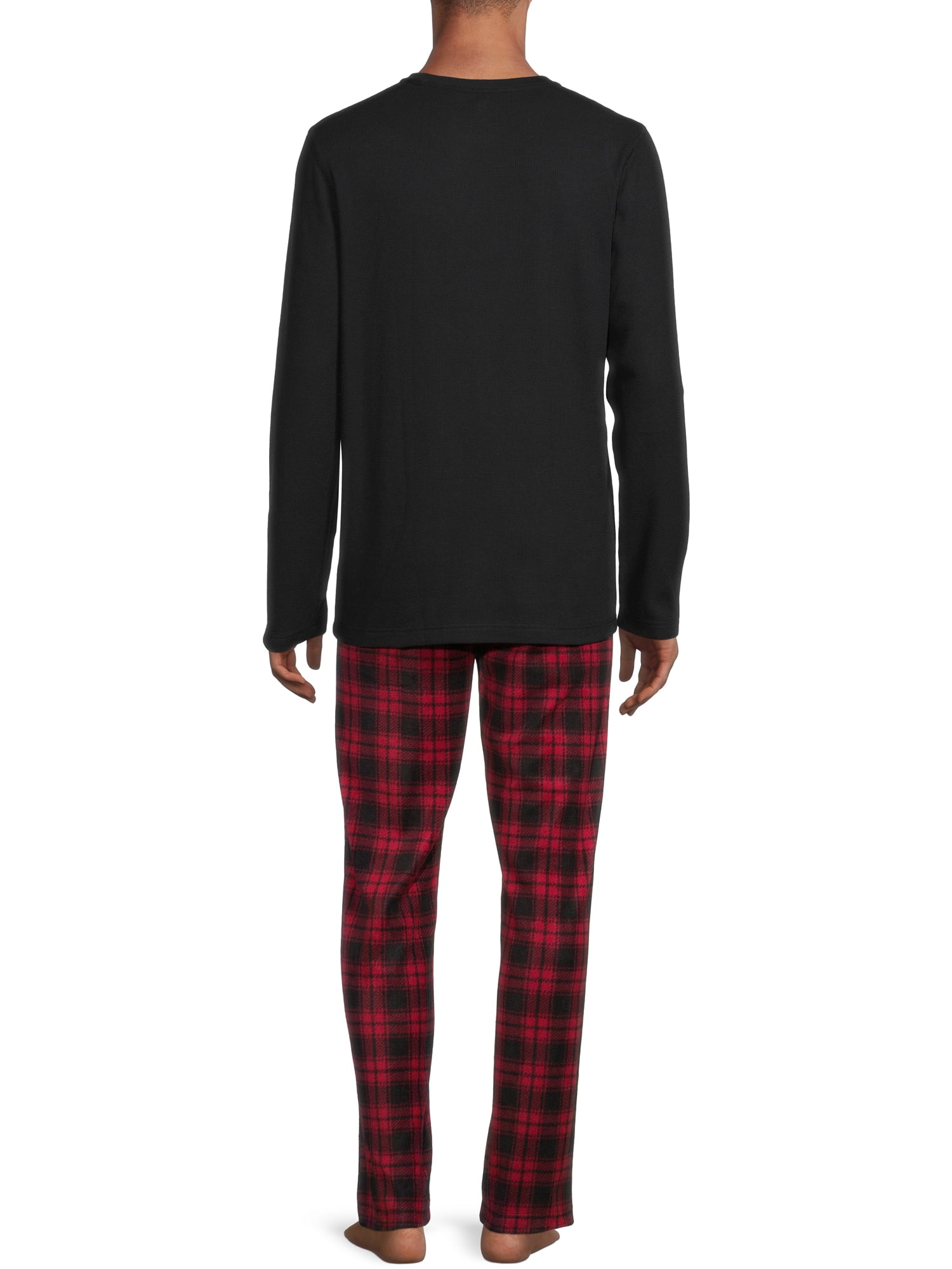 Hanes Men’s and Big and Tall Men’s Long Sleeve Crewneck Pajamas Set, 2-Piece