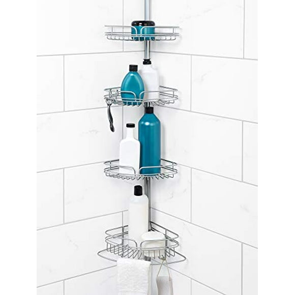 Zenna Home Caddy à Poteau de Tension pour Douche, Chrome Satiné