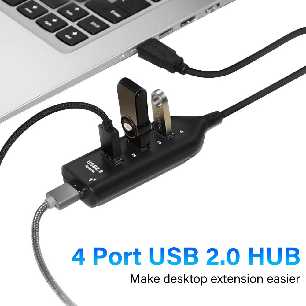 4 Ports High Speed Usb 2 0 Hub Extension Splitter Adapter For Pc Computer Laptop