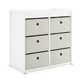 thumbnail image 6 of Delta Children Hayes Baby Changing Table with Fabric Bins, Bianca White/Flax Bins, 6 of 11