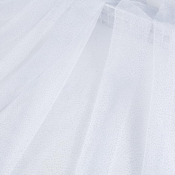 3.2Yards(3m) White Glitter Tulle Fabric 75"(1.92m) with Shiny Silver Sequin Shiny Soft Cloth Fabric Sheer Tulle Netting Fabrics for DIY Craft Wedding Party Costumes Gift Wrapping Decoration
