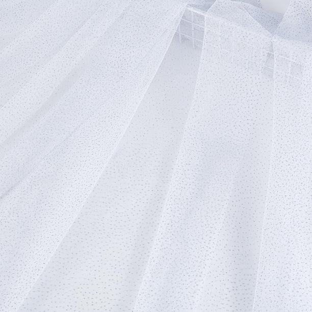 Tela de tul blanco brillante de 3,2 yardas (3 m), 1,92 m (75"), con lentejuelas plateadas brillantes, tela suave y brillante, malla de tul transparente.