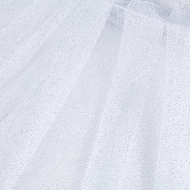 Tela de tul blanco brillante de 3,2 yardas (3 m), 1,92 m (75"), con lentejuelas plateadas brillantes, tela suave y brillante, malla de tul transparente.