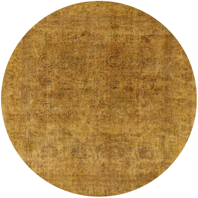 Ahgly Tapis Rond Intérieur Moderne Mi-Siècle Orange Foncé Oriental, 8 Pieds Rond