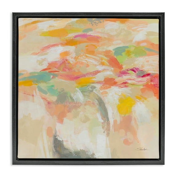 Stupell Industries Summer Solstice Abstraction Abstract Painting Black Floater Framed Canvas Art Print Wall Art, 18 x 18