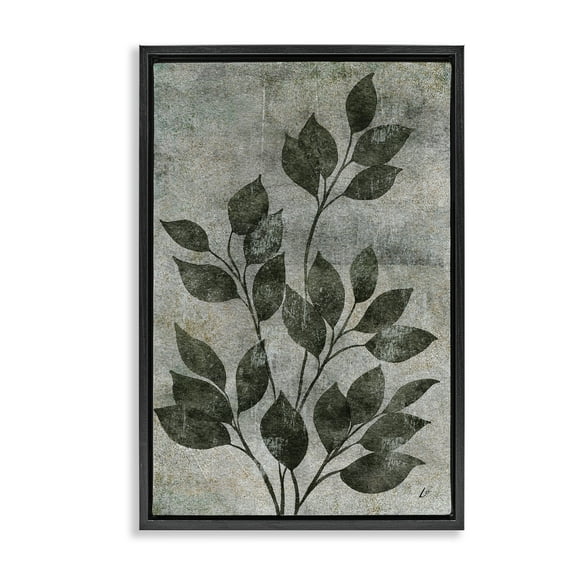 Stupell Industries Love & Leaves Rustic Plants & Flowers Painting Black Floater Framed Canvas Art Print Wall Art, 17 x 25