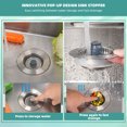 thumbnail image 2 of CADOVE Universal 3 in 1 Metal Kitchen Sink Drain Strainer, Upgraded Stainless Steel Drain Stopper Combo, Pop Up Sink Stopper, SUS304 Anti-Clogging Basket Strainer for US Standard 3-1/2" Drain, 2 of 8