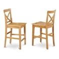 thumbnail image 5 of Pemberly Row Pub 10" Wood X-Back Bar Stools in Oak (Set of 2), 5 of 5