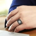 thumbnail image 5 of Mens Ring Black Squared Stainless Steel Ring with AAA Grade CZ in Clear, 5 of 8