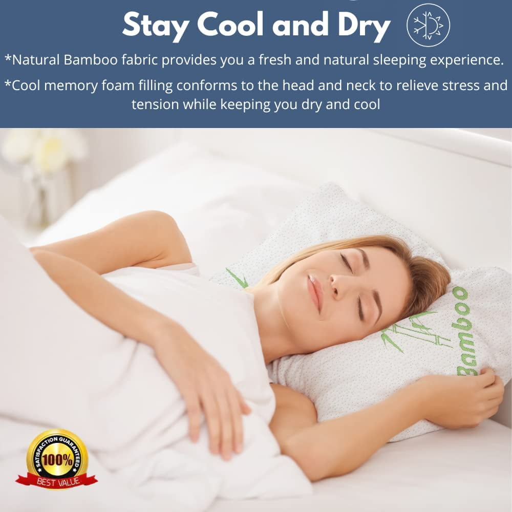 Buy Bamboo Pillow Queen Size Adjustable Shredded Memory Foam 1 Extra