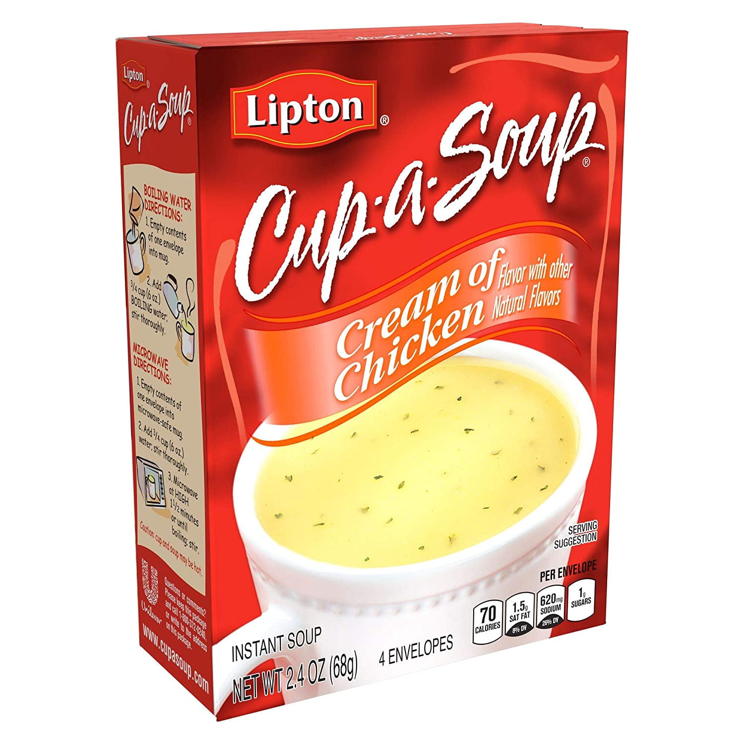 Lipton Instant Cup A Soup Variety Pack Assortment - 3 Flavors Low Fat Soup