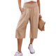 thumbnail image 1 of Pantalones de mujer de pierna ancha y fina con cintura de siete puntos de lino y algodón para mujer de estilo europeo y americano., 1 of 6