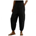 thumbnail image 4 of Danhjin Bermuda Cargo Pants Women, Elastic High Waist Pants Summer Pants Casual Loose Comfy Lightweight Hiking Pants, 4 of 5