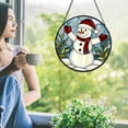 thumbnail image 3 of Christmas Stained Glass Window Hanging, Gift Box Window Suncatcher with Golden Bow, Round Wall Art Decor Festival Gift for Women, Mom 007 (6.3IN), 3 of 7