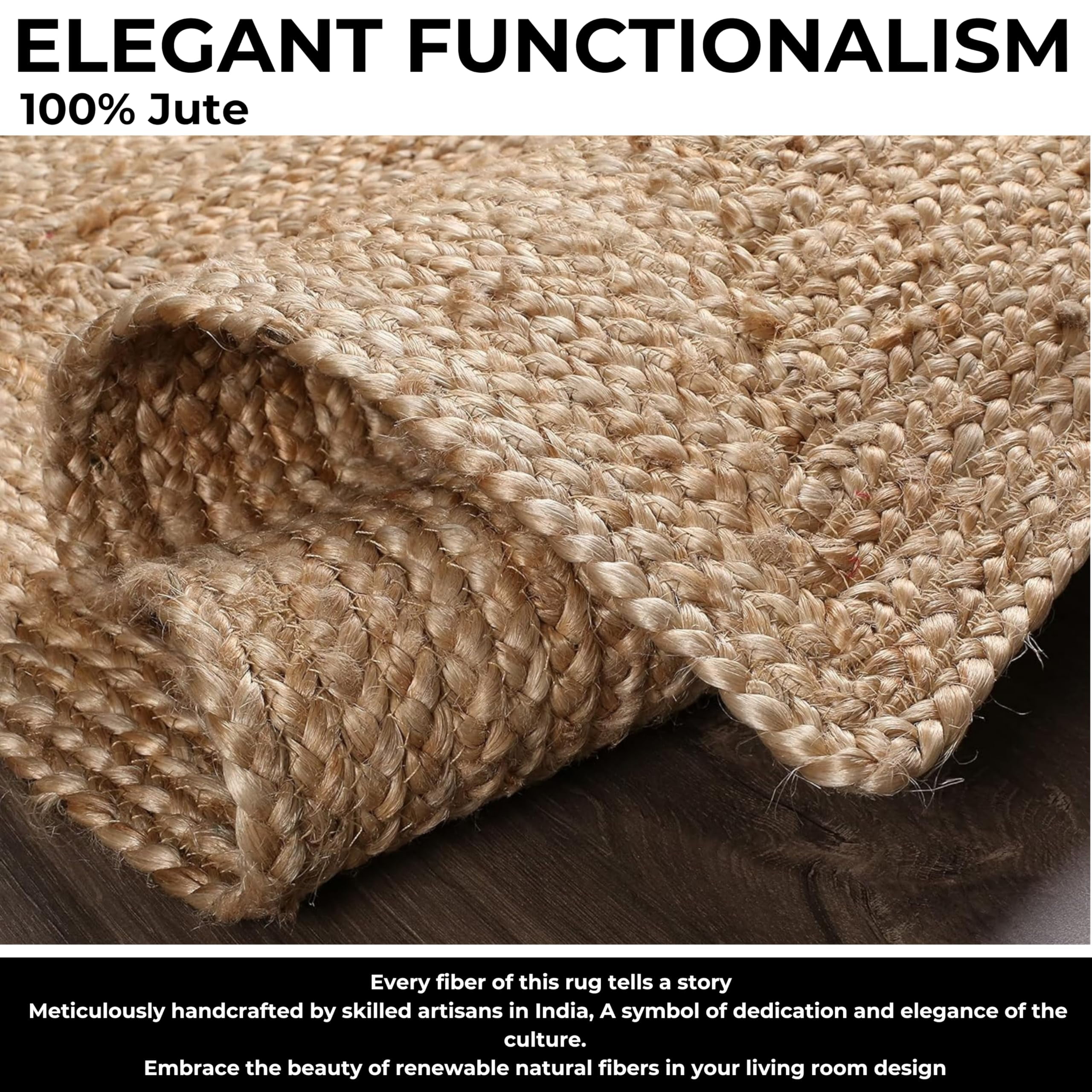 Bedding Craft Jute Cotton Area Rug Natural Matty Weave – Machine Washable Carpet for Living Room, Bedroom & Entryway – 70% Jute 30% Cotton – 36x60 Inch, 1 Piece