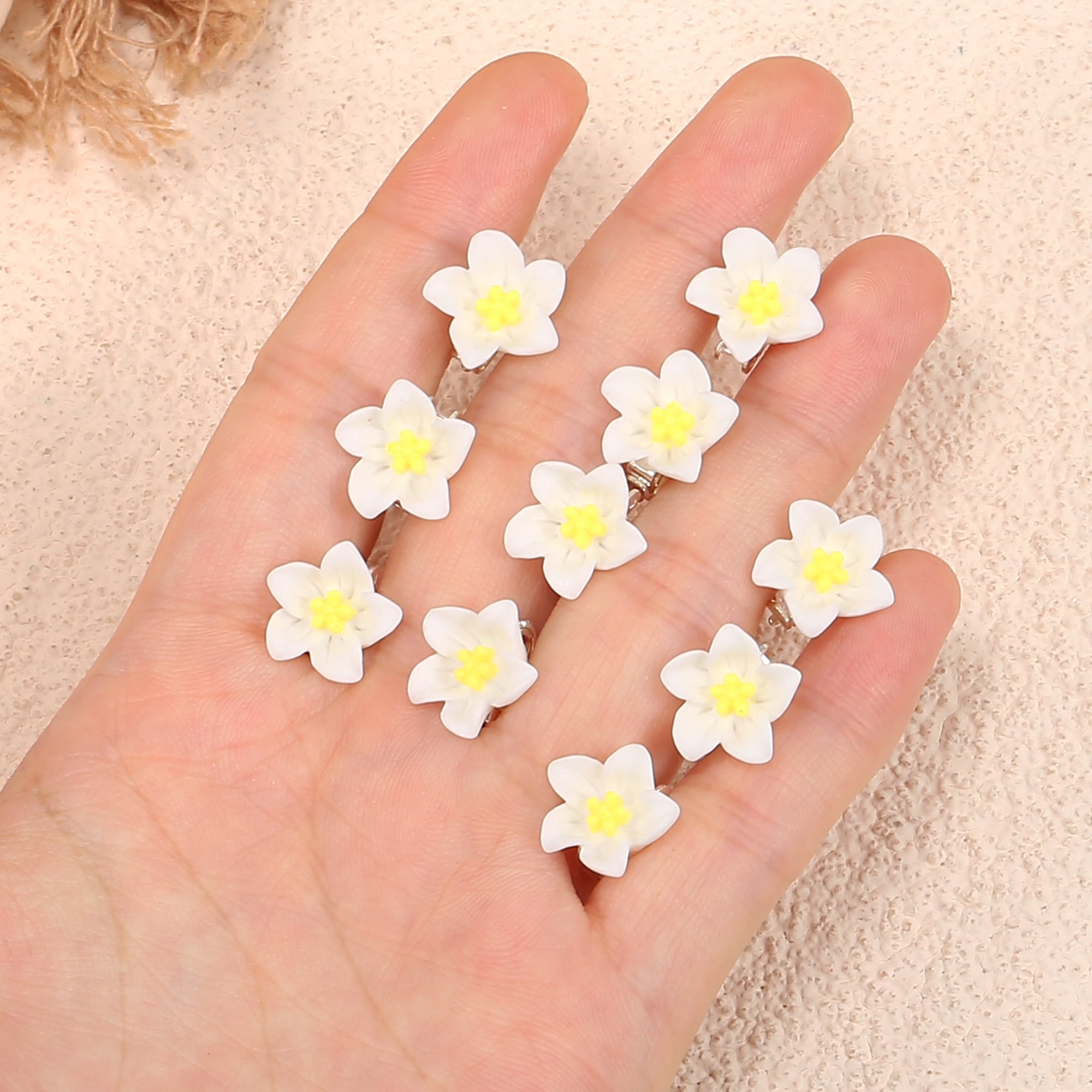 Unique Bargains 20Pcs Small Cute Flower Hair Clips Yellow