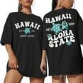 thumbnail image 1 of UANWENN T-Shirt d'Été Imprimé Col Rond Manches Courtes Raglan Style Plage Décontracté (4) T-Shirts Longs Ajustés pour Femmes Col Roulé pour Femmes Pack T-Shirts Décontractés Manches Courtes pour Femmes, 1 of 5