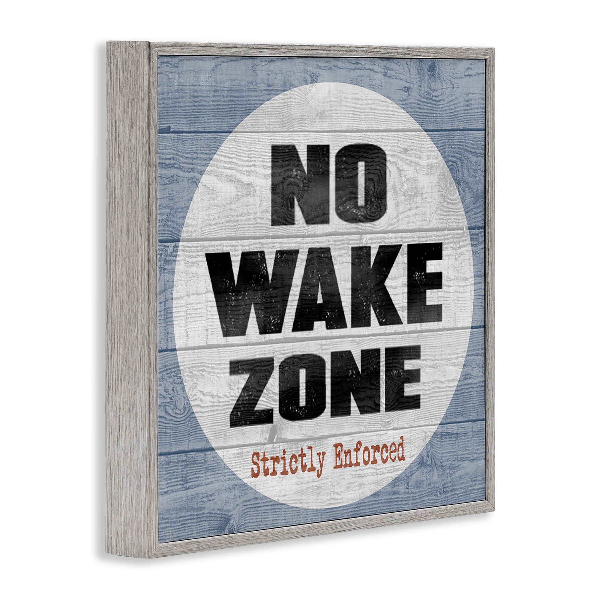 Stupell Industries No Wake Zone Beach Planks Nature Painting Gray Framed Art Print Wall Art, 17 x 17