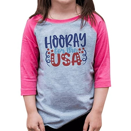 

7 ate 9 Apparel Girls Patriotic 4th of July Shirt - Horray for The USA Pink Shirt 3T