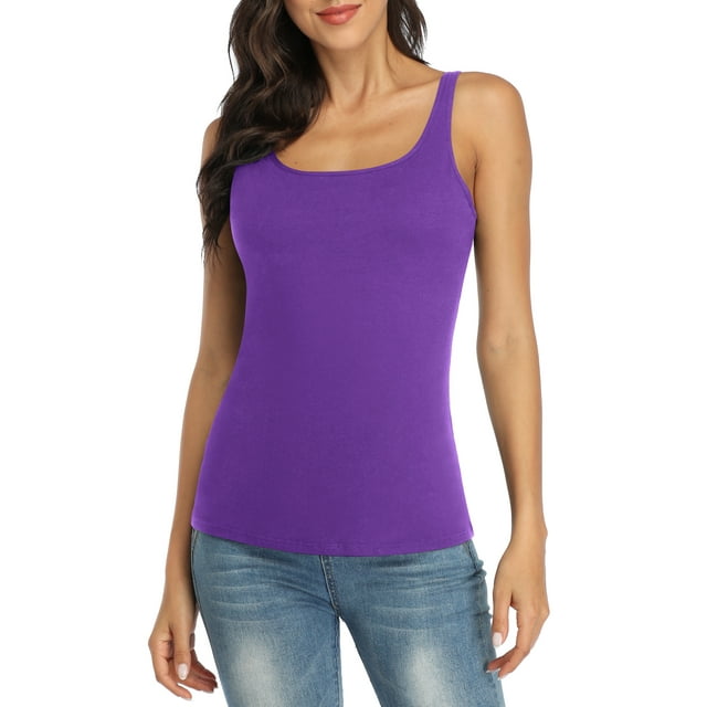 Débardeur pour Femme avec Soutien-Gorge Intégré, Camisole à Larges Bretelles Ajustables, Tricot de Coton