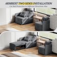 thumbnail image 6 of 4-in-1 Convertible Sleeper Sofa Bed with Adjustable Backrest, Linen Fabric Loveseat, Compact Design for Small Spaces, 6 of 8