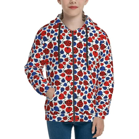 

Hoodies for Women Ladybugs Long Sleeve Sweatshirt Drawstring Zip Up Hoodie with Pockets Teen Girl Clothes