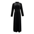 thumbnail image 4 of Delconic Velvet Long Sleeve Maxi Dress High Neck Pleated Waist Elegant Floor Length Gown for Women Formal Evening Wear Black 2XL, 4 of 5